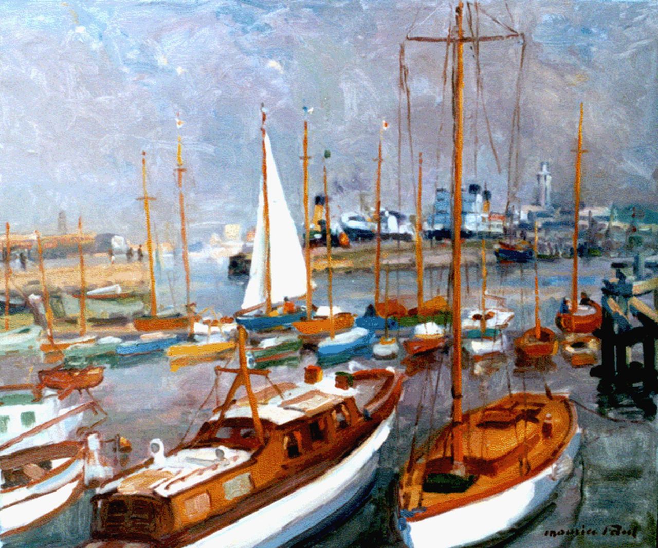 Paul M.  | Maurice Paul, Moored boats in the harbour, Öl auf Leinwand 50,2 x 60,0 cm, signed l.r.