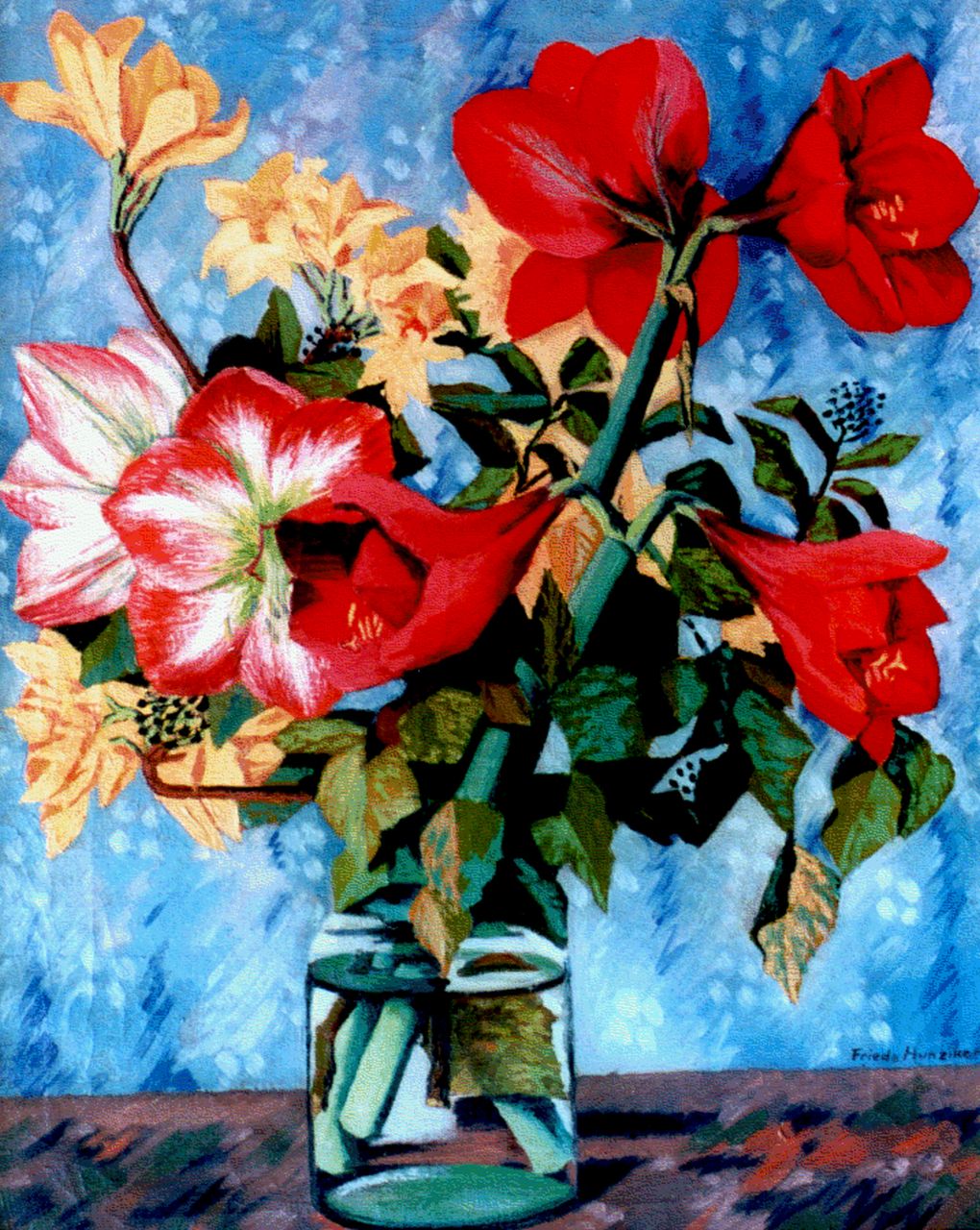 Hunziker F.  | Frieda Hunziker, A flower still life, Öl auf Leinwand 75,6 x 60,5 cm, signed l.r. und early '43