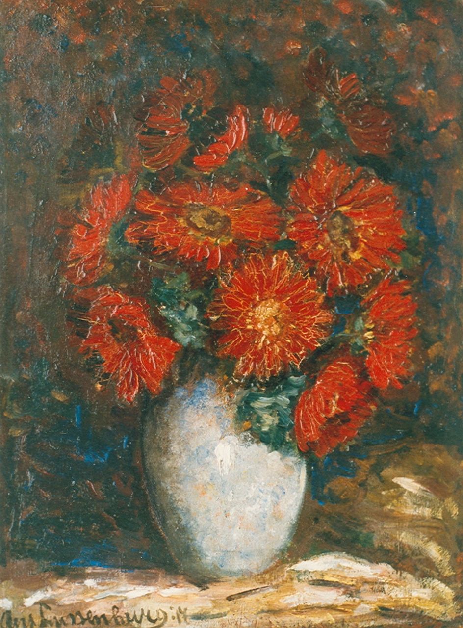Lussenburg A.  | Ans Lussenburg, Flower still life, Öl auf Holz 40,0 x 29,9 cm, signed l.l. und dated '17