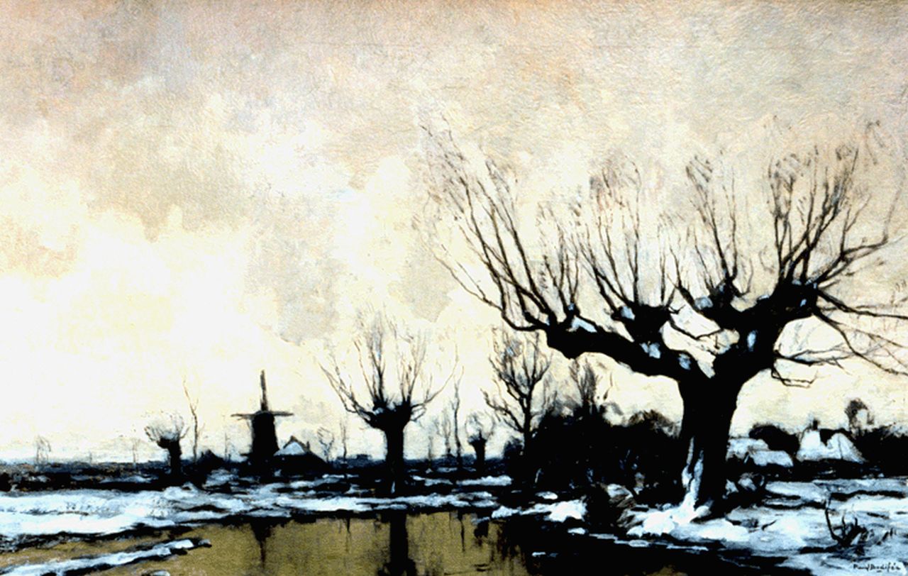 Bodifée J.P.P.  | Johannes Petrus Paulus 'Paul' Bodifée, A winter landscape with a windmill, Öl auf Leinwand 47,2 x 74,7 cm, signed l.r.
