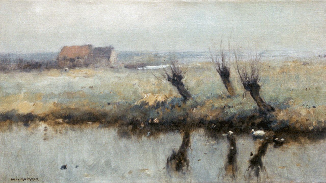 Knikker A.  | Aris Knikker, A polder landscape, Öl auf Leinwand 25,0 x 45,3 cm, signed l.l.