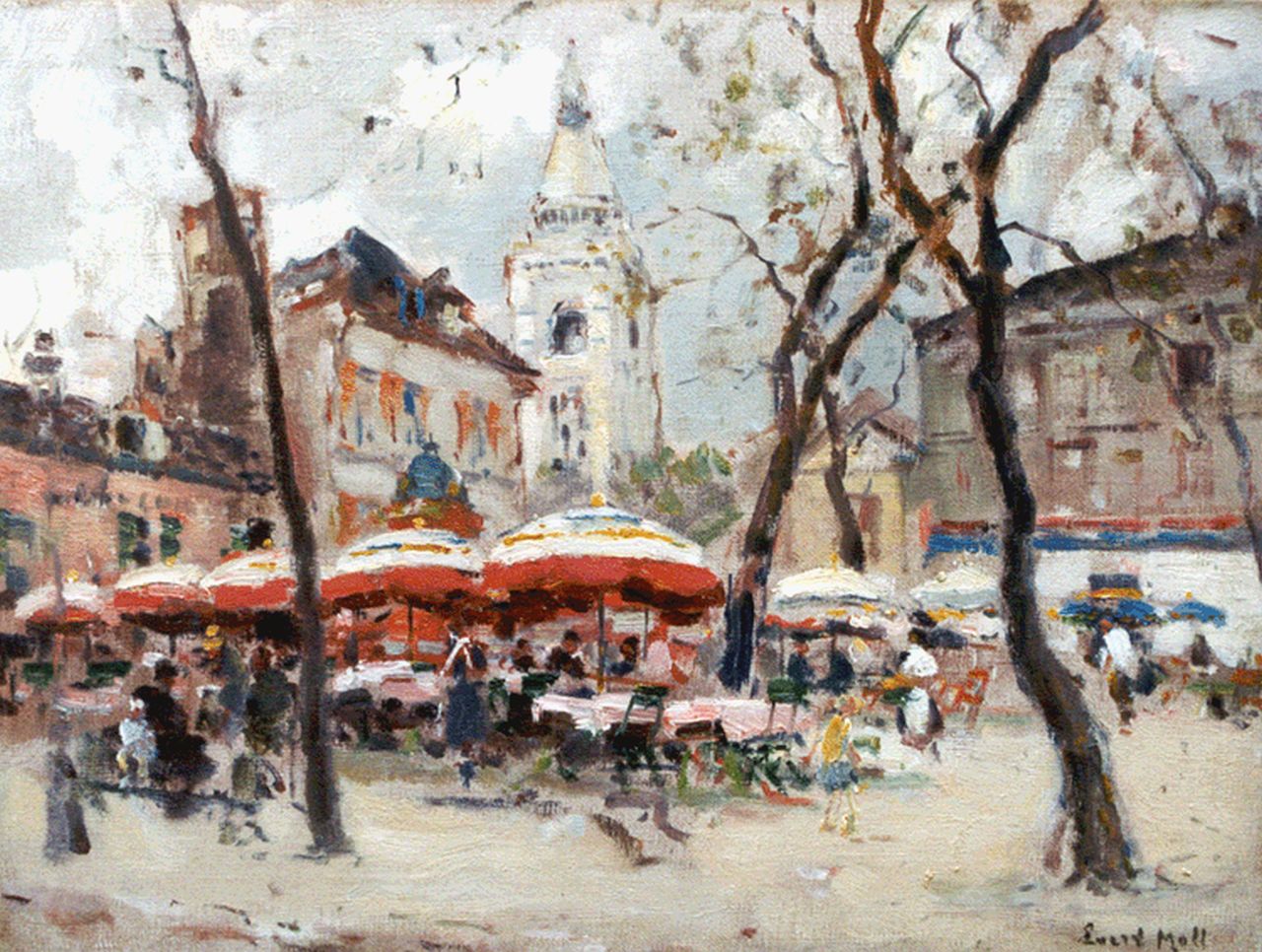 Moll E.  | Evert Moll, View of the Montmartre, Paris, Öl auf Leinwand 30,5 x 40,0 cm, signed l.r.
