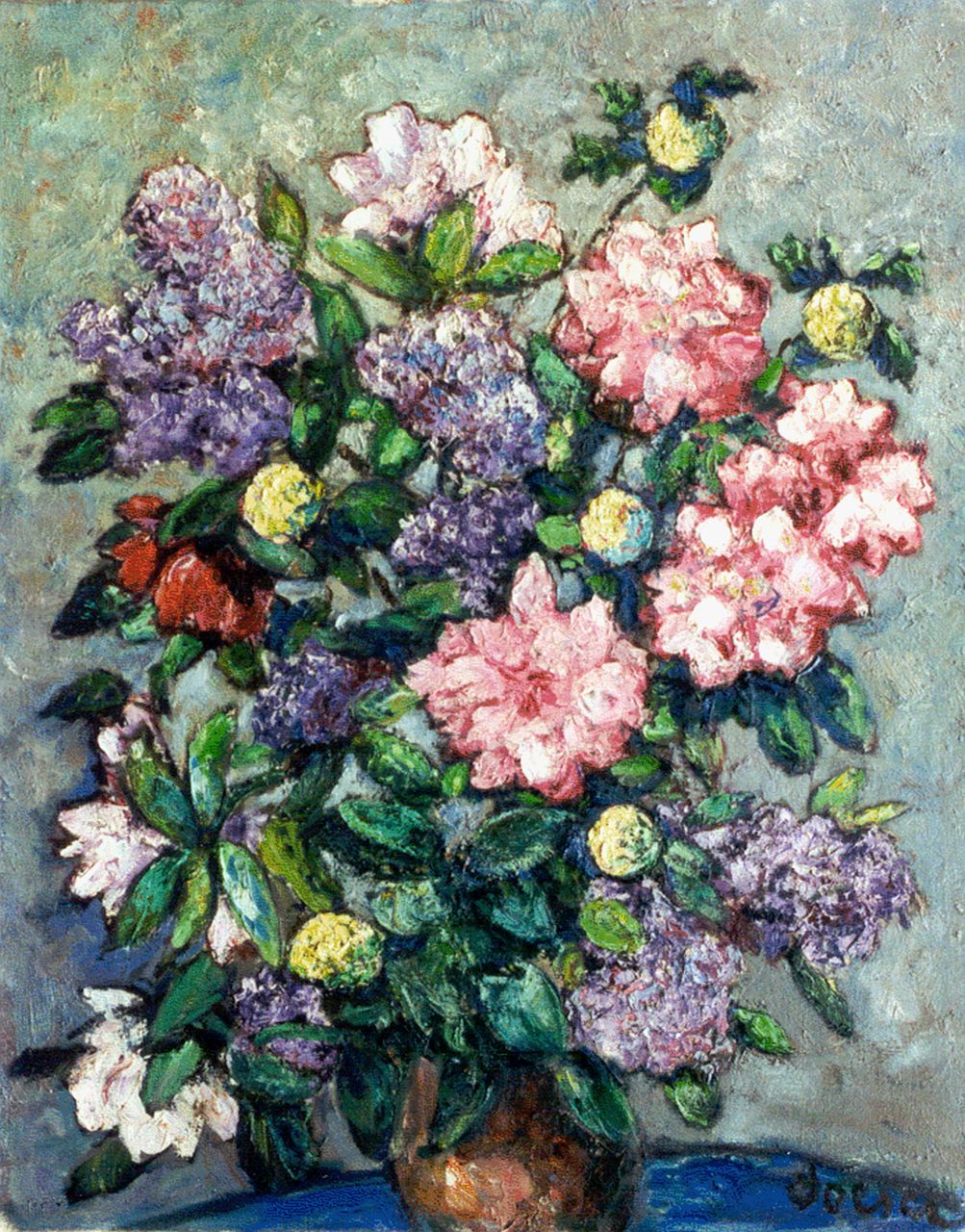 Doeser J.J.  | 'Jacobus' Johannes Doeser, Flower still life, Öl auf Leinwand 96,7 x 78,2 cm, signed l.r.