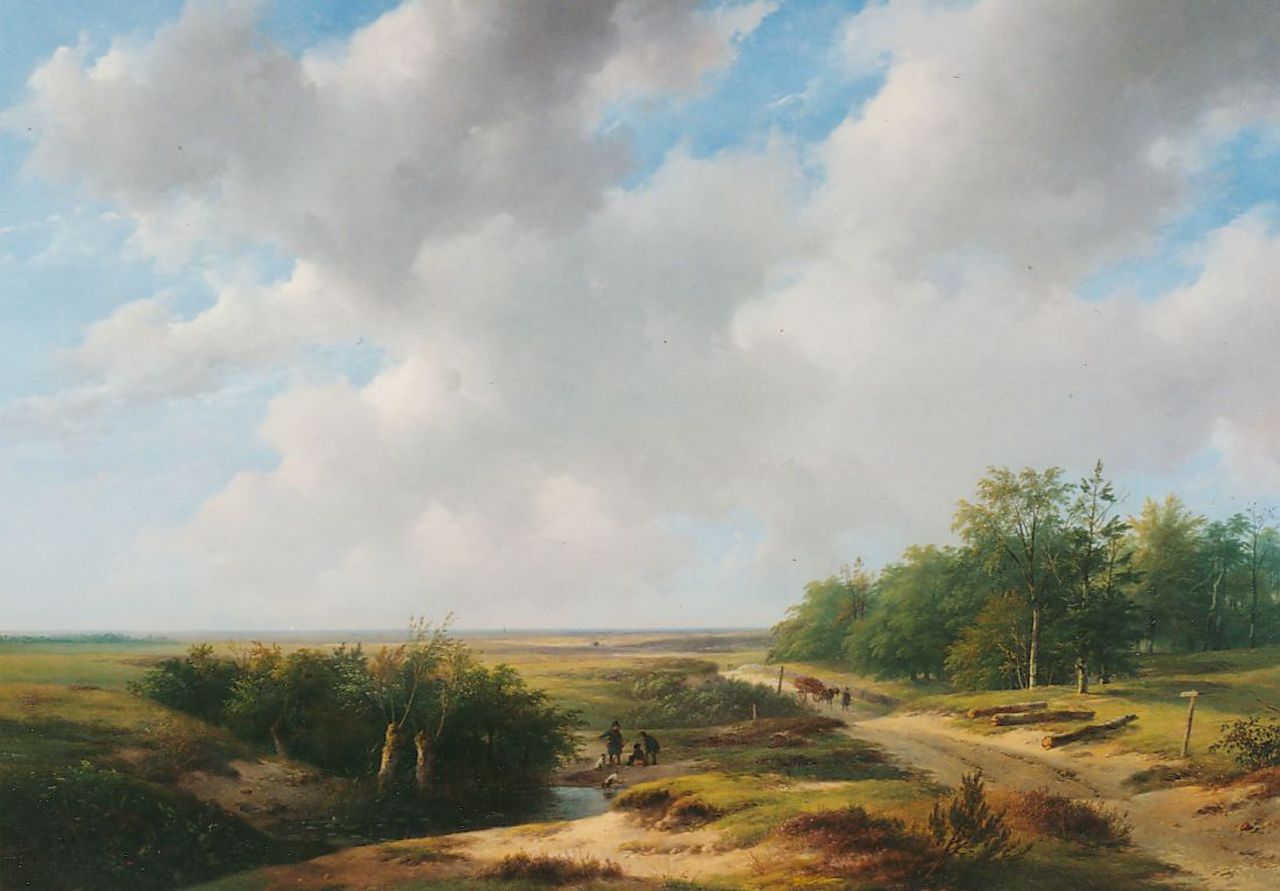 Schelfhout A.  | Andreas Schelfhout, An extensive summer landscape, Öl auf Holz 73,3 x 104,0 cm, signed l.l.