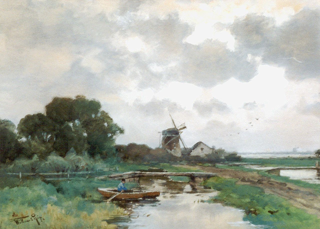 Rip W.C.  | 'Willem' Cornelis Rip, Polder landscape, Aquarell auf Papier 35,5 x 48,5 cm, signed l.l.