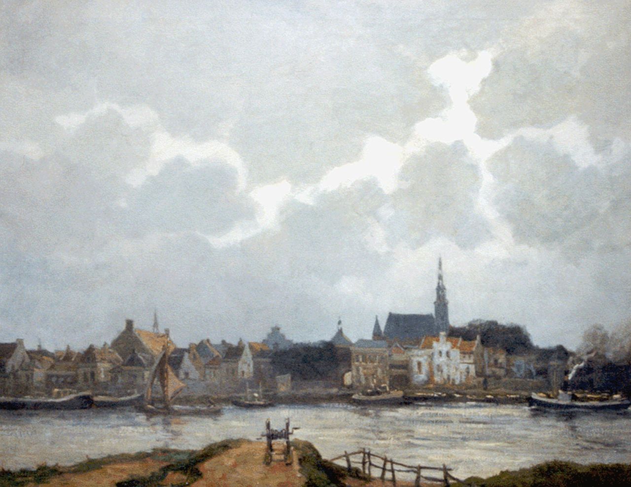 Martin van Waning | A Dutch town along a waterway, Öl auf Leinwand, 80,5 x 100,2 cm, signed l.r.