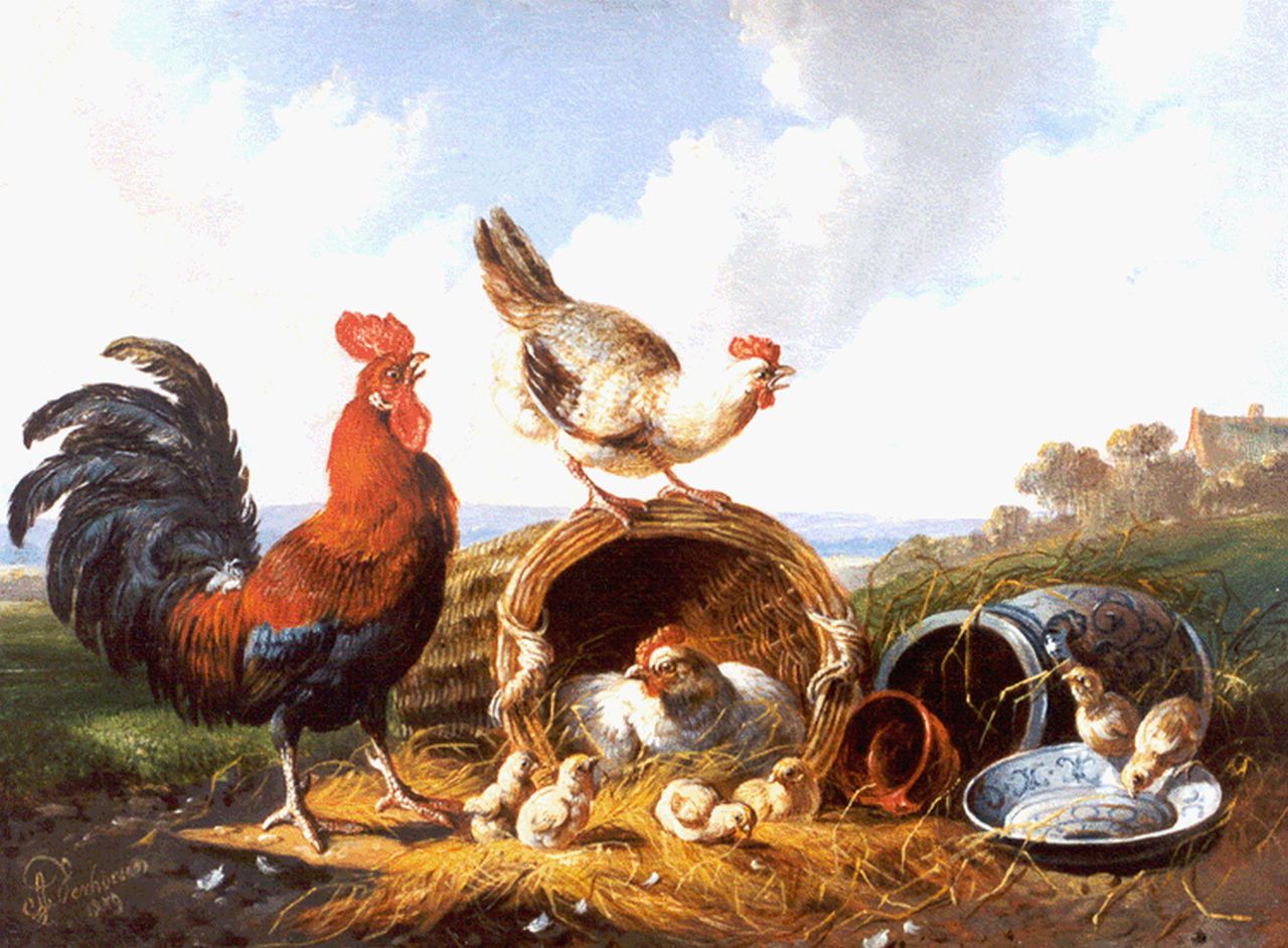 Verhoesen A.  | Albertus Verhoesen, Country idyll, Öl auf Holz 17,9 x 24,1 cm, signed l.l. und dated 1879