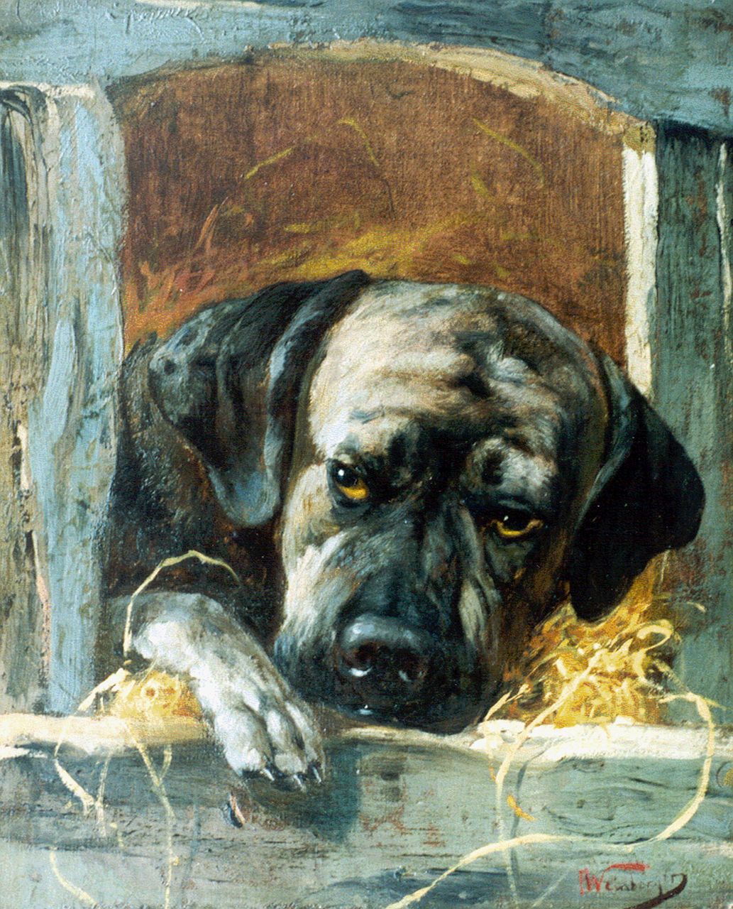 Weinberger A.  | Anton Weinberger, The watchdog, Öl auf Leinwand 32,2 x 26,7 cm, signed l.r.