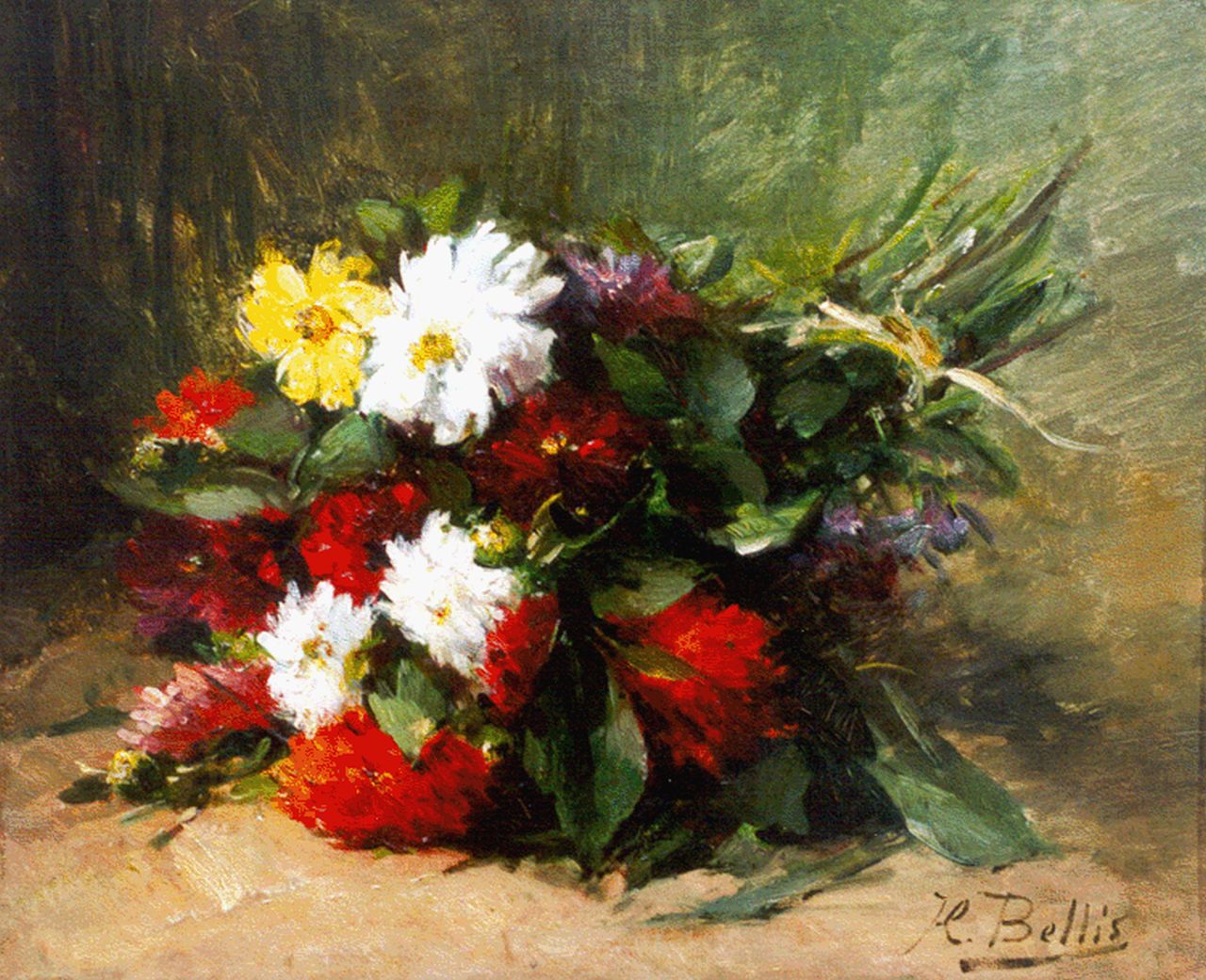 Bellis J.L.  | Josse-Lambert 'Hubert' Bellis, A colourful bouquet, Öl auf Leinwand 38,4 x 46,3 cm, signed l.r.