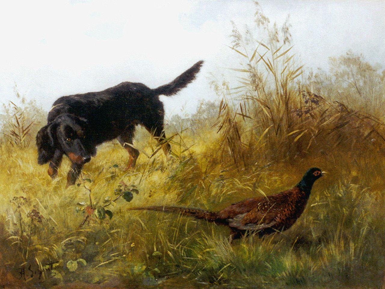 Schouten H.  | Henry Schouten, A retriever, Öl auf Leinwand 50,4 x 67,4 cm, signed l.l.