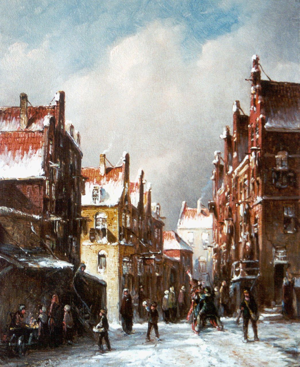 Vertin P.G.  | Petrus Gerardus Vertin, A snow-covered town, Öl auf Holz 21,4 x 17,5 cm, signed l.l. und dated '85