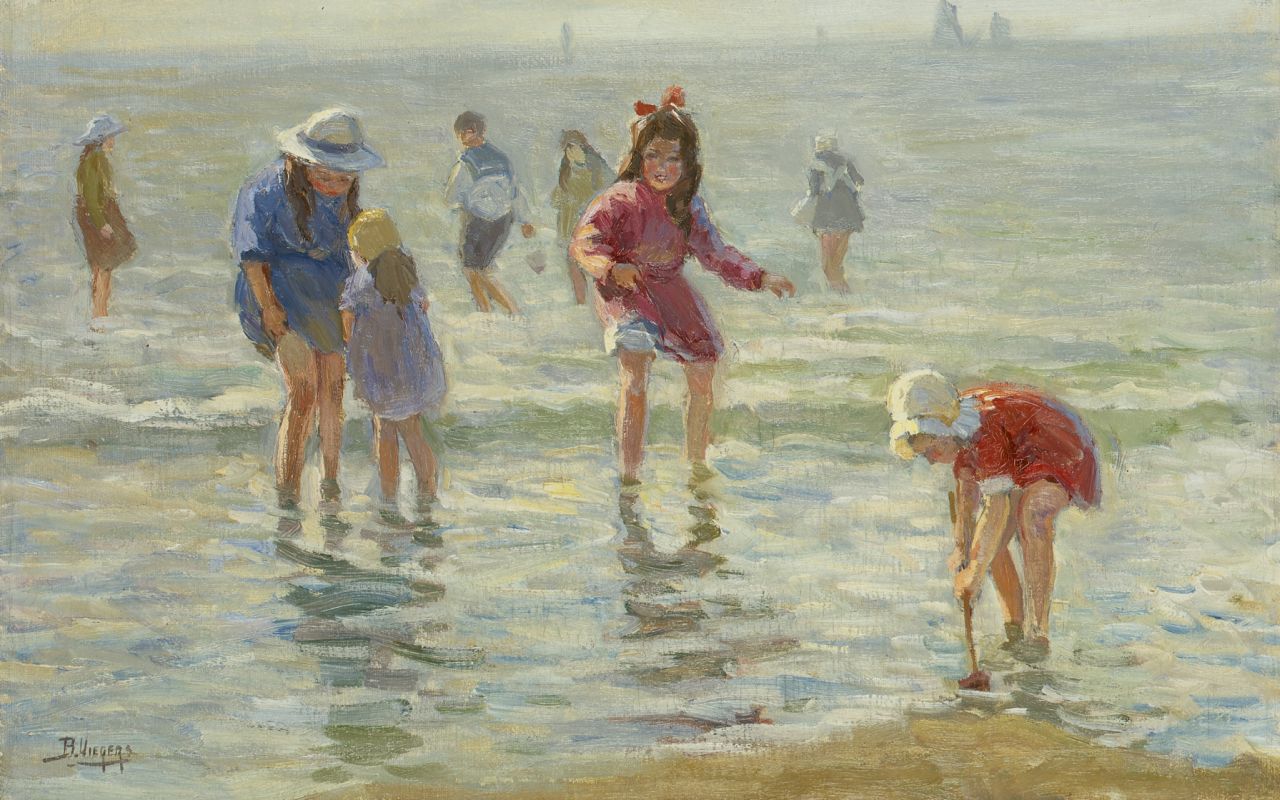 Viegers B.P.  | Bernardus Petrus 'Ben' Viegers, Children playing, Öl auf Leinwand 28,0 x 44,4 cm, signed l.l.