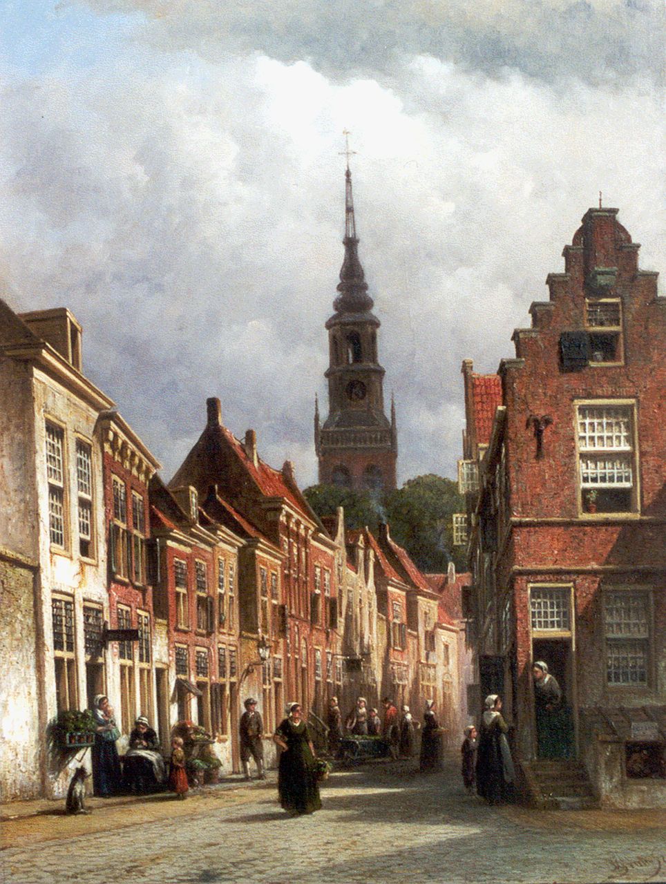 Vertin P.G.  | Petrus Gerardus Vertin, A view of Haarlem with the Nieuwe Kerk beyond, Öl auf Holz 59,0 x 45,1 cm, signed l.r. und dated '76