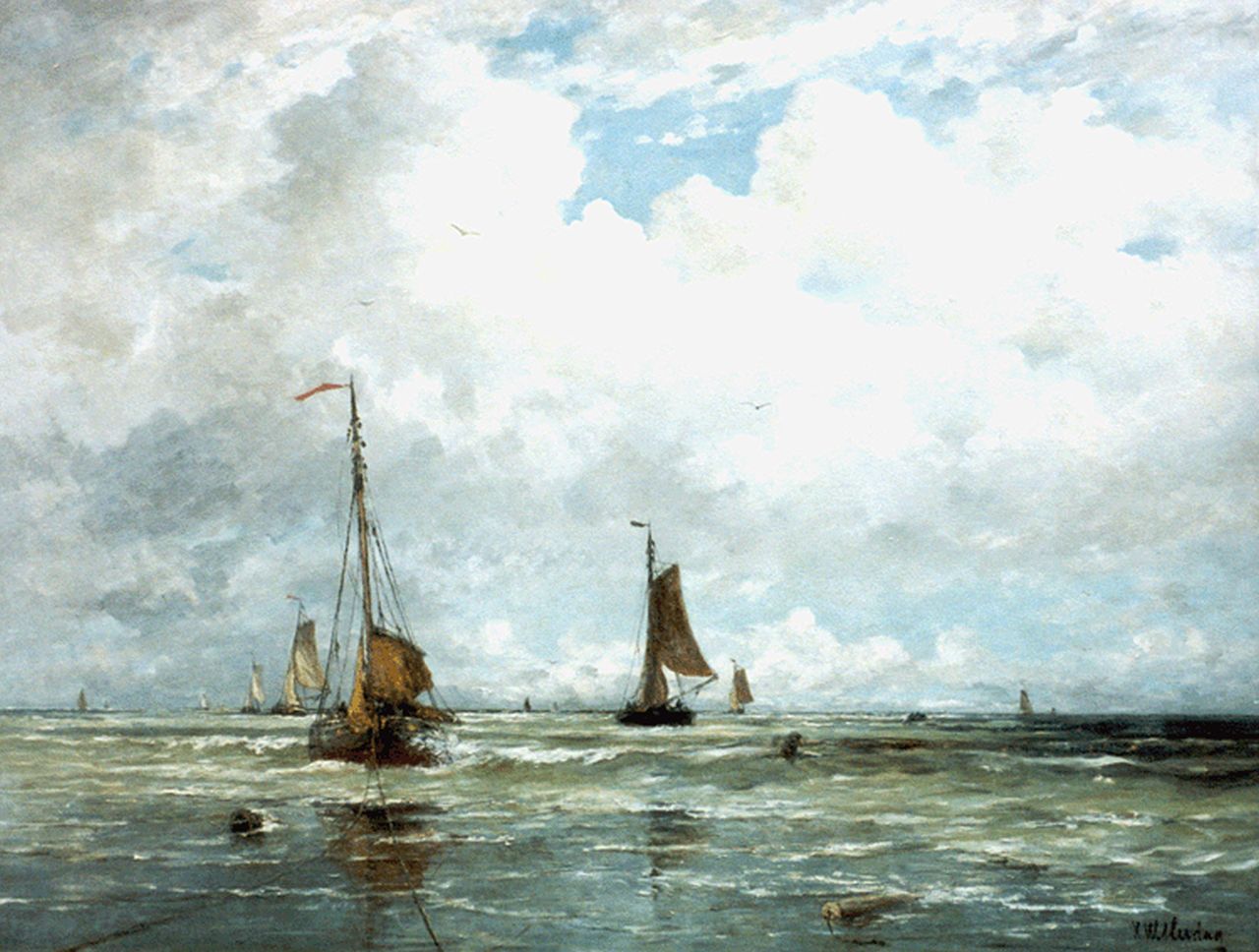 Mesdag H.W.  | Hendrik Willem Mesdag, Un temps frais, Scheveningen, Öl auf Leinwand 140,2 x 180,6 cm, signed l.r.
