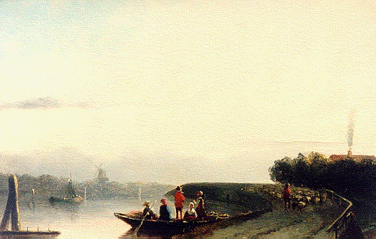 Bles J.  | Joseph Bles, A river landscape, Öl auf Holz 13,8 x 20,8 cm, signed l.r.