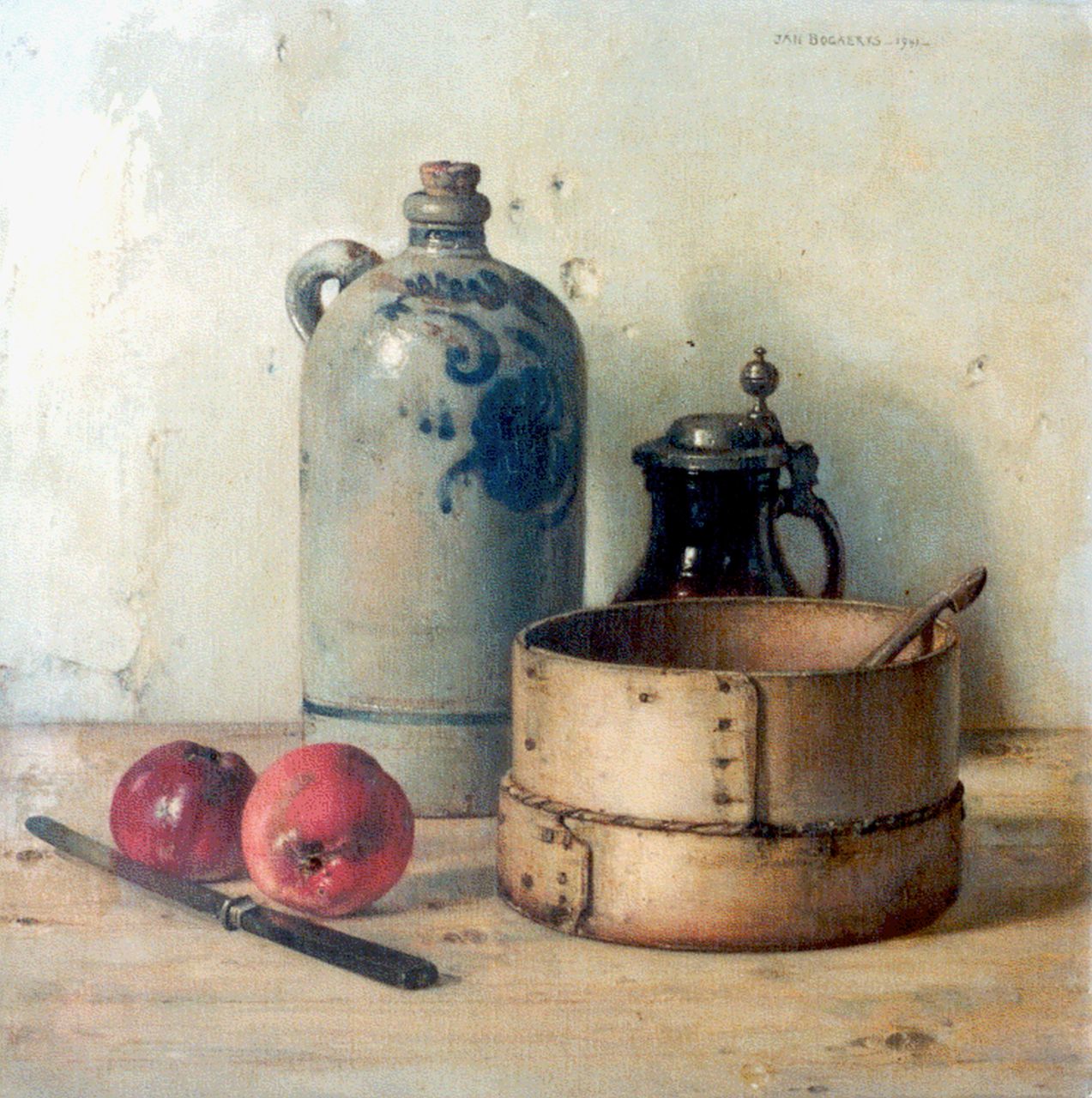 Bogaerts J.J.M.  | Johannes Jacobus Maria 'Jan' Bogaerts, A still life with strainer, Öl auf Leinwand 50,2 x 50,2 cm, signed u.r. und dated 1941