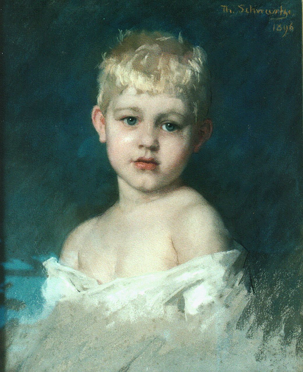 Schwartze T.  | Thérèse Schwartze, Portrait of a boy, Pastell auf Papier 54,0 x 44,0 cm, signed u.r. und dated 1896