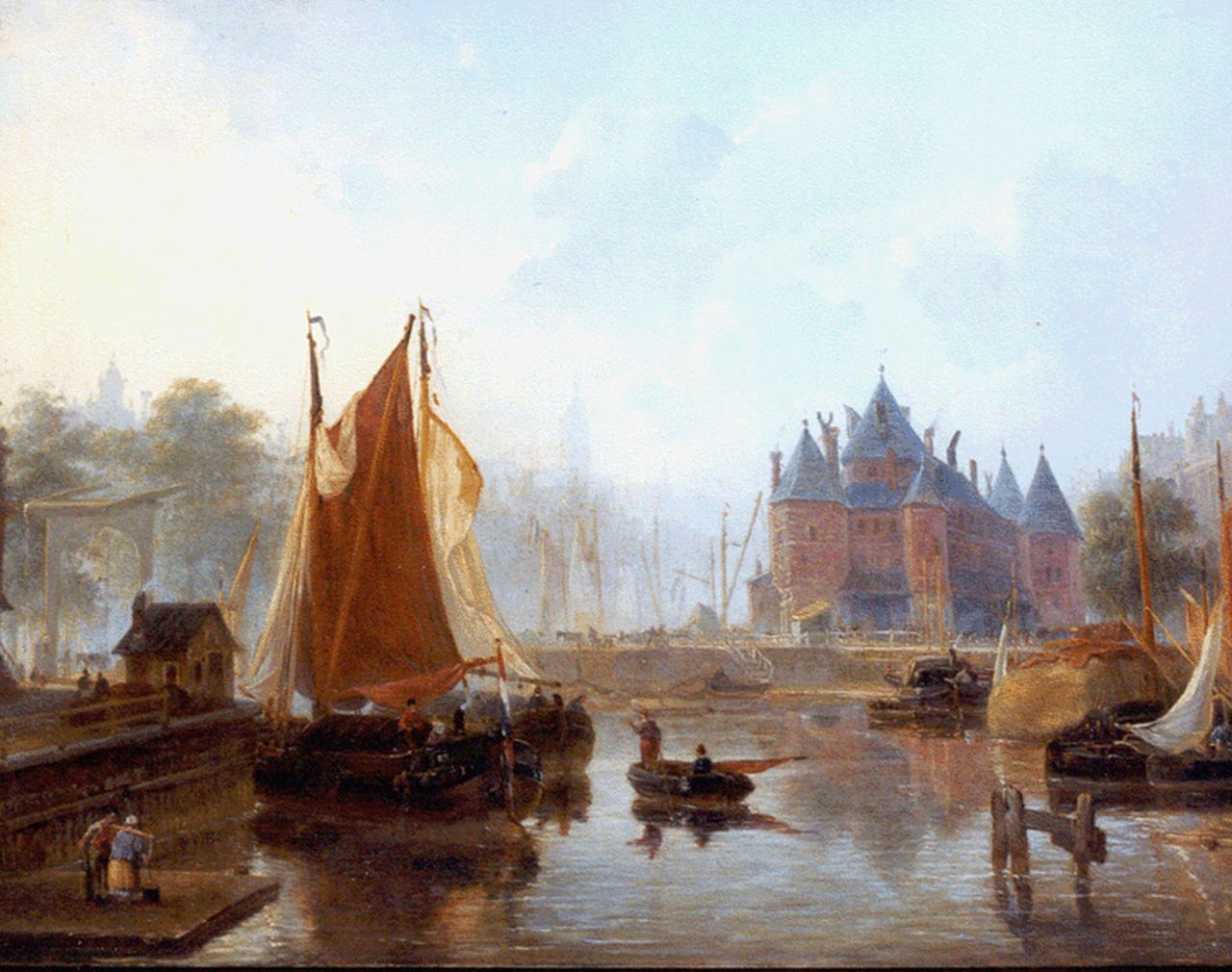 Mock J. jhr  | Johannes Mock, View of the Sint Anthonispoort, Amsterdam, Öl auf Holz 45,4 x 58,3 cm, signed l.l.