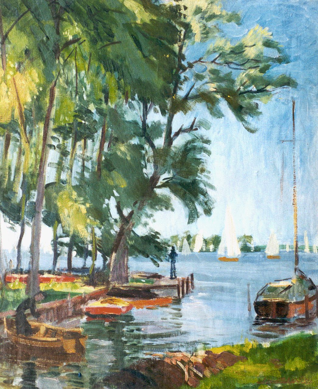 Baan J.L. van der | 'Jan' Lucas van der Baan, A view of the Paterwolde lake, Öl auf Leinwand 59,8 x 49,8 cm, signed l.r. und dated '39