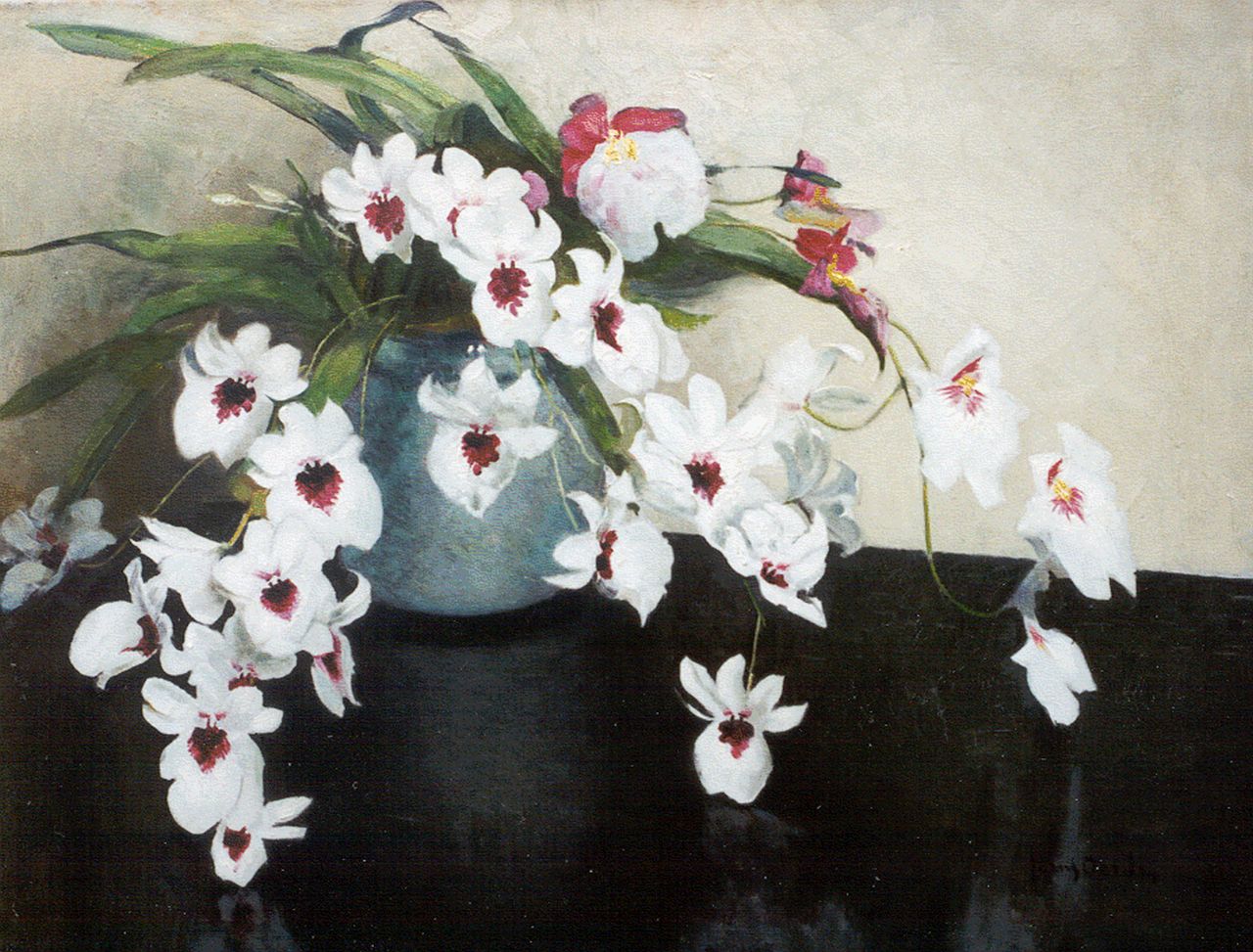 Oerder F.D.  | 'Frans' David Oerder, A still life with orchids, Öl auf Leinwand 70,1 x 90,3 cm, signed l.r.