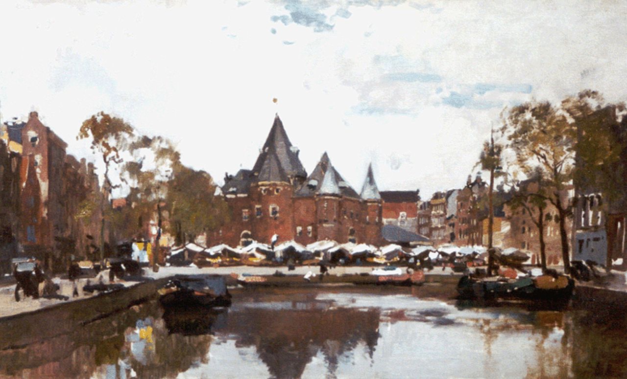 Vreedenburgh C.  | Cornelis Vreedenburgh, A view of the Nieuwmarkt, Amsterdam, Öl auf Leinwand 45,7 x 74,6 cm