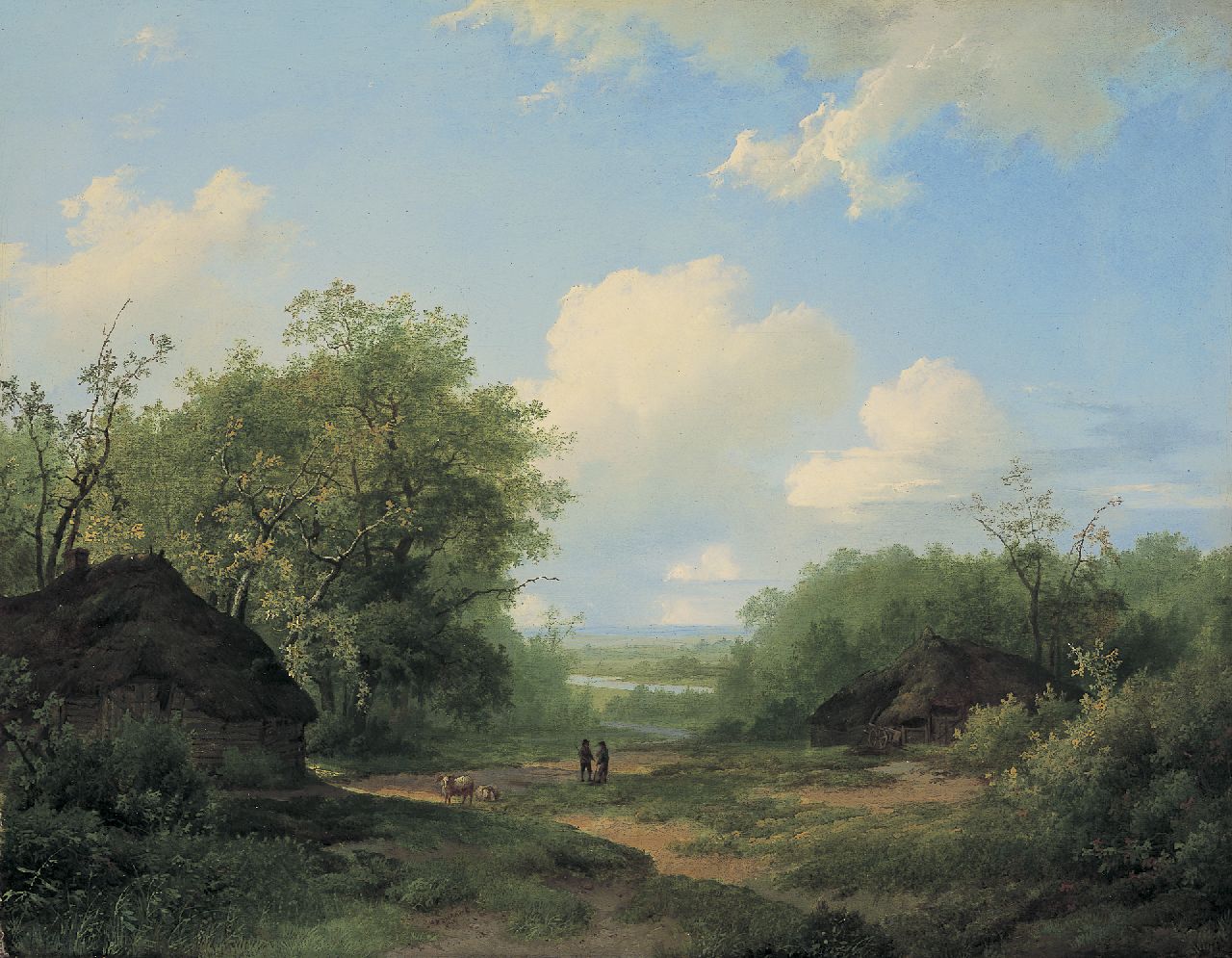 Koekkoek I M.A.  | Marinus Adrianus Koekkoek I, A river landscape in summer, Öl auf Leinwand 42,5 x 53,9 cm, signed l.c. und dated 1858