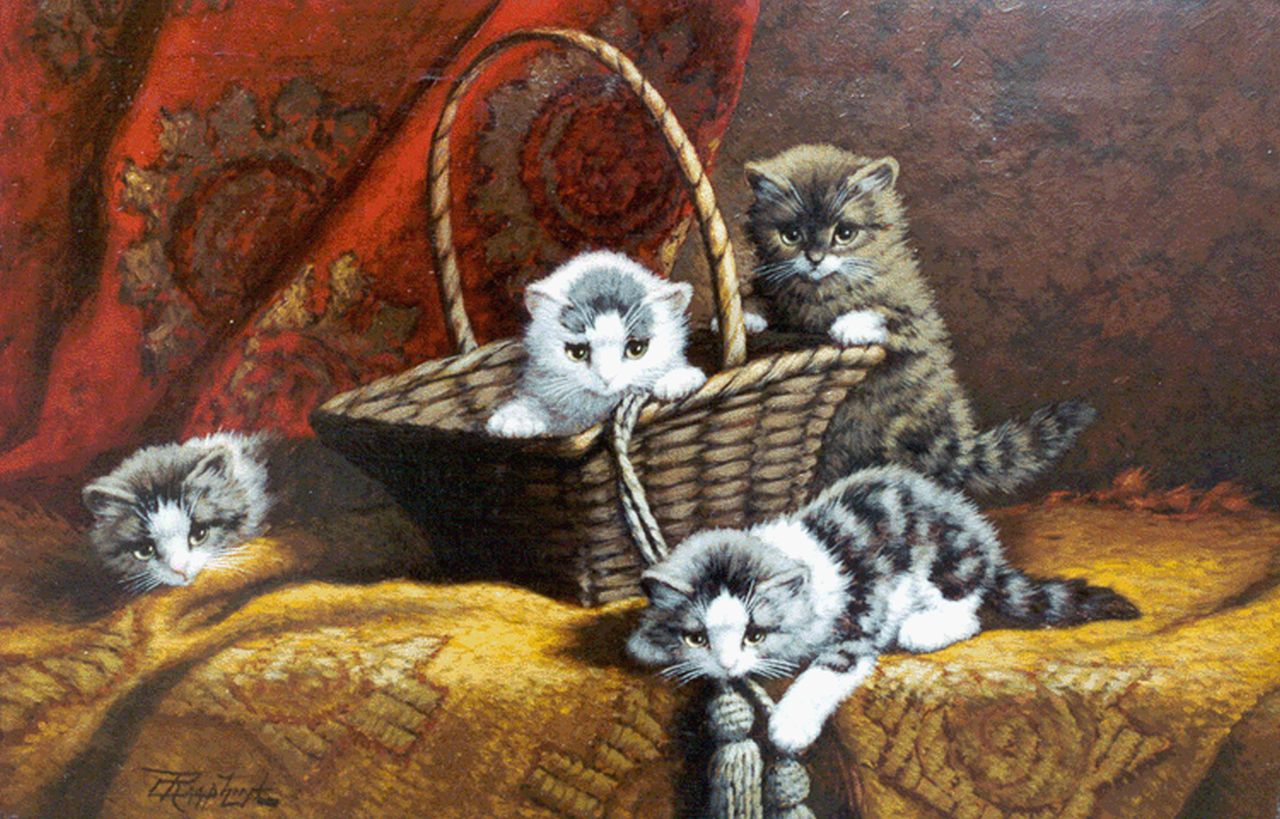 Raaphorst C.  | Cornelis Raaphorst, Four kittens at play, Öl auf Leinwand 40,0 x 60,0 cm, signed l.l.