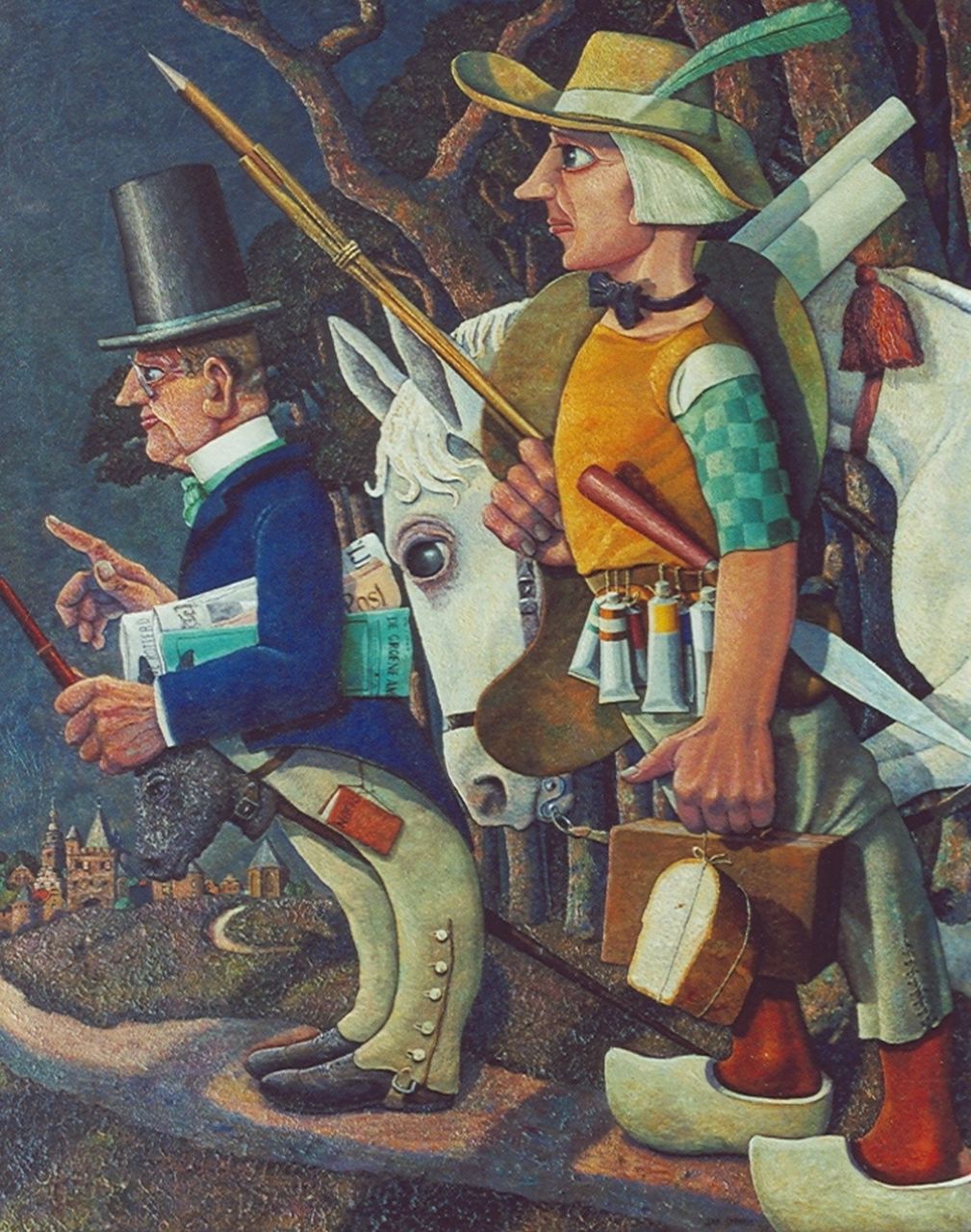 Strube J.H.  | Johan Hendrik 'Jan' Strube, Don Quichotte and Sancho Panza, Öl auf Leinwand 108,4 x 86,4 cm, signed l.r. und dated '34