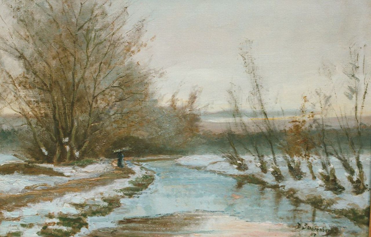 Smorenberg D.  | Dirk Smorenberg, A stream in a snow-covered landscape, Öl auf Leinwand 40,5 x 60,5 cm, signed l.r. und dated '07