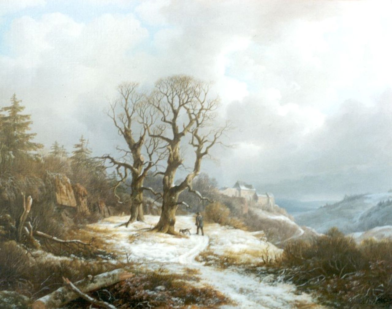 Haanen R.A.  | Remigius Adrianus Haanen, A Hunter in a Winter Landscape, Öl auf Leinwand 51,8 x 65,4 cm, signed c.r. und dated 1835