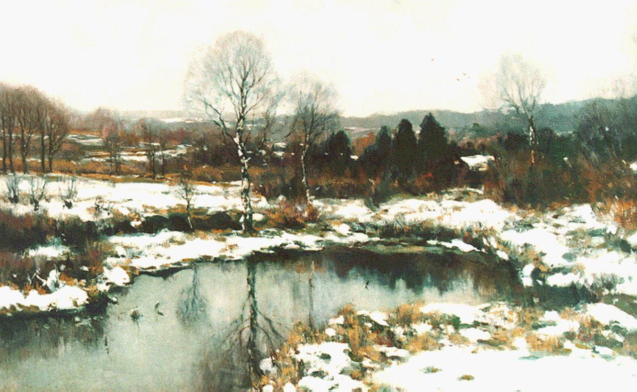 Soest L.W. van | 'Louis' Willem van Soest, A pond in a snow-covered landscape, Öl auf Leinwand 75,1 x 120,5 cm, signed l.r.