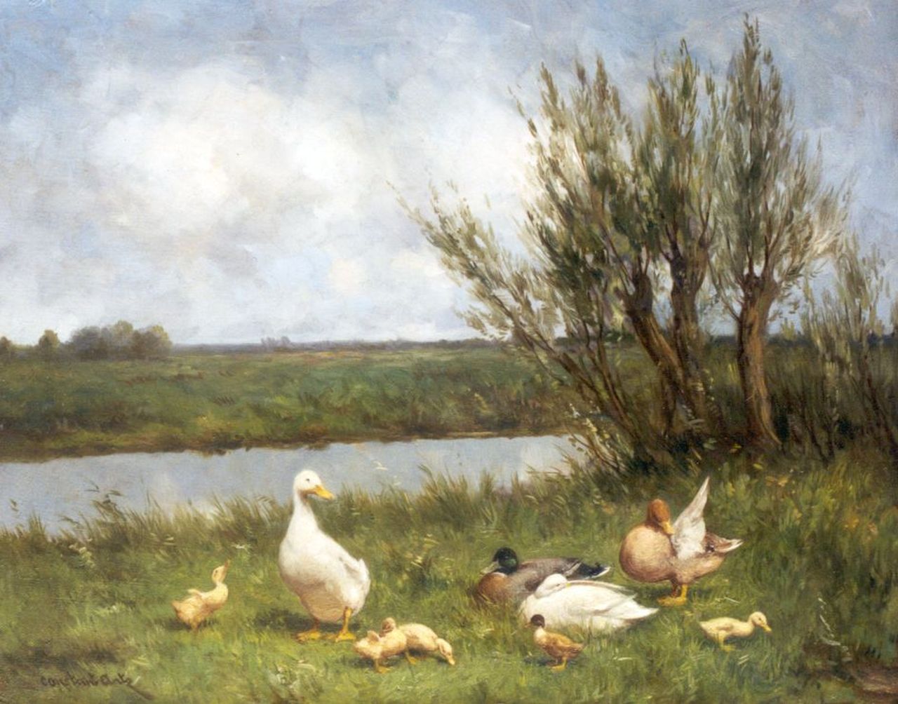 Artz C.D.L.  | 'Constant' David Ludovic Artz, Ducks on the riverbank, Öl auf Leinwand 40,0 x 50,2 cm, signed l.l.