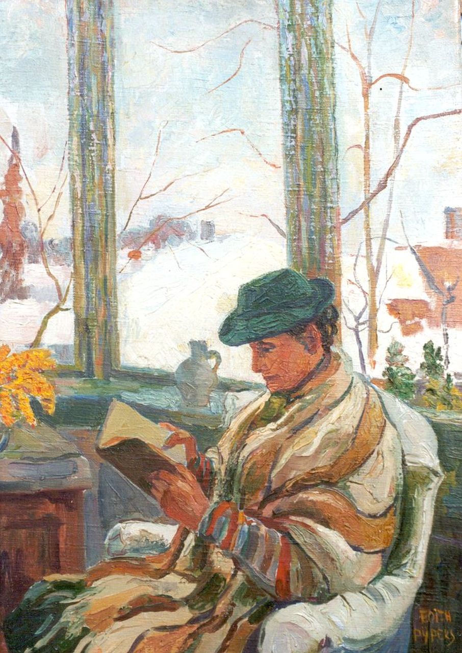 Pijpers E.E.  | 'Edith' Elizabeth Pijpers, An elderly woman reading, Öl auf Leinwand 57,0 x 40,4 cm, signed l.r.
