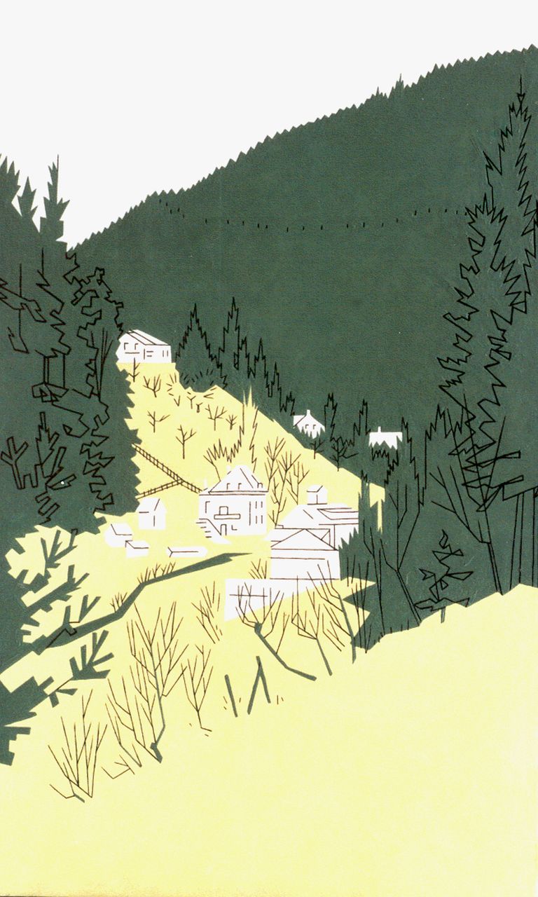 Valk H.J.  | 'Hendrik' Jacobus Valk, A mountainous landscape, Wildbad, Öl auf Malereifaser 51,2 x 32,0 cm, signed l.r. with initials und dated '64