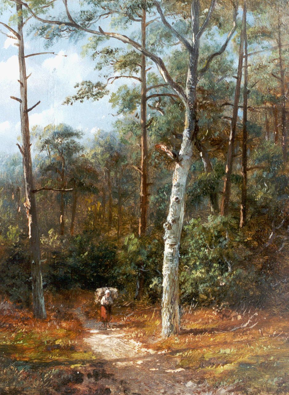Wijngaerdt A.J. van | Anthonie Jacobus van Wijngaerdt, Gathering wood in winter, Öl auf Holz 19,5 x 15,3 cm, signed l.r.