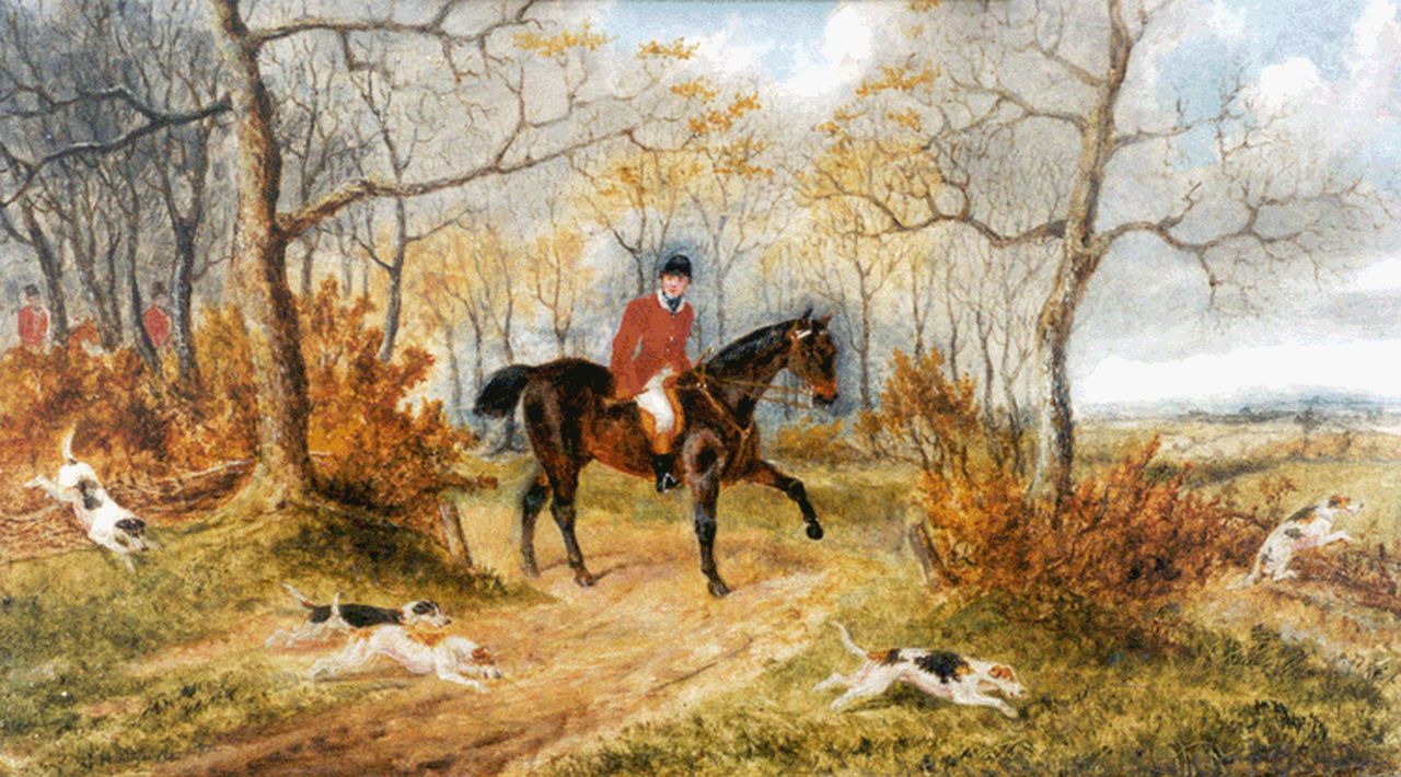 Laporte G.H.  | George Henry Laporte, Hunting scene, Öl auf Holz 22,0 x 37,3 cm, signed l.l. und dated 1871
