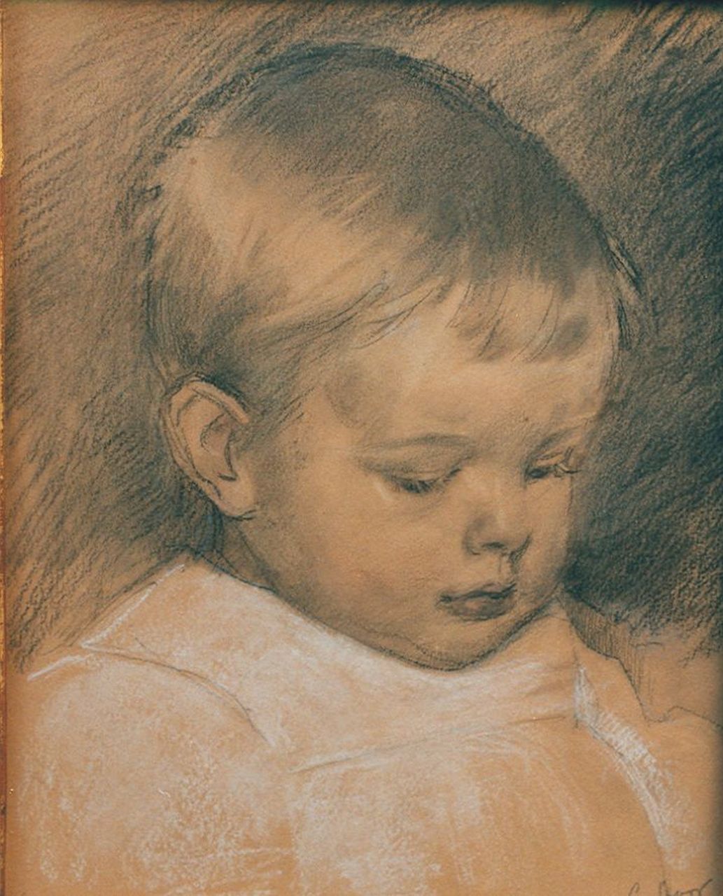 Spoor C.R.H.  | 'Cornelis' Rudolf Hendrik  Spoor, A portrait of a baby, Zeichnung auf Papier 27,5 x 21,2 cm, signed l.r.