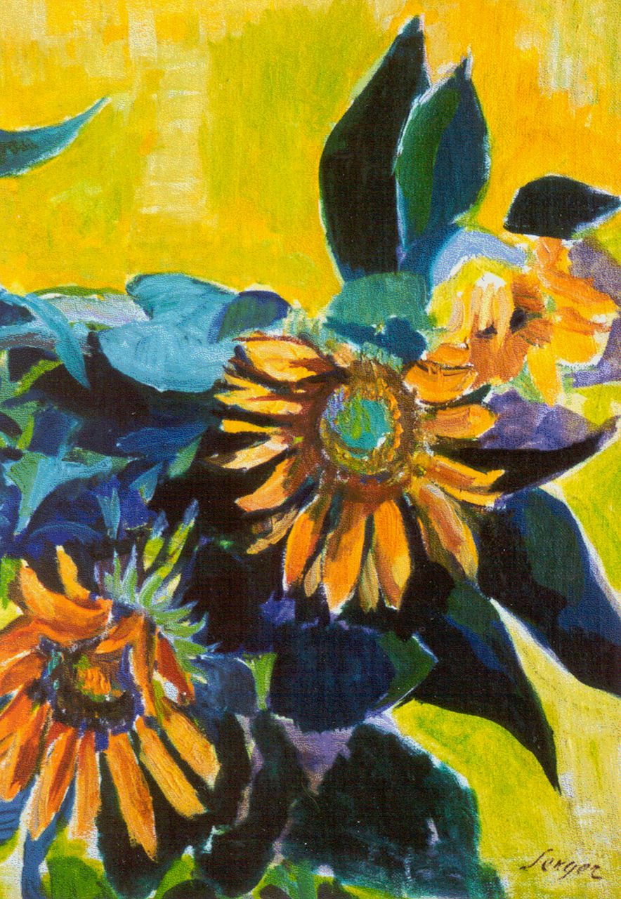 Serger F.B.  | Frederick Bedrich Serger, Sunflowers, Öl auf Leinwand Malereifaser 44,3 x 31,2 cm, signed l.r. und painted after 1939