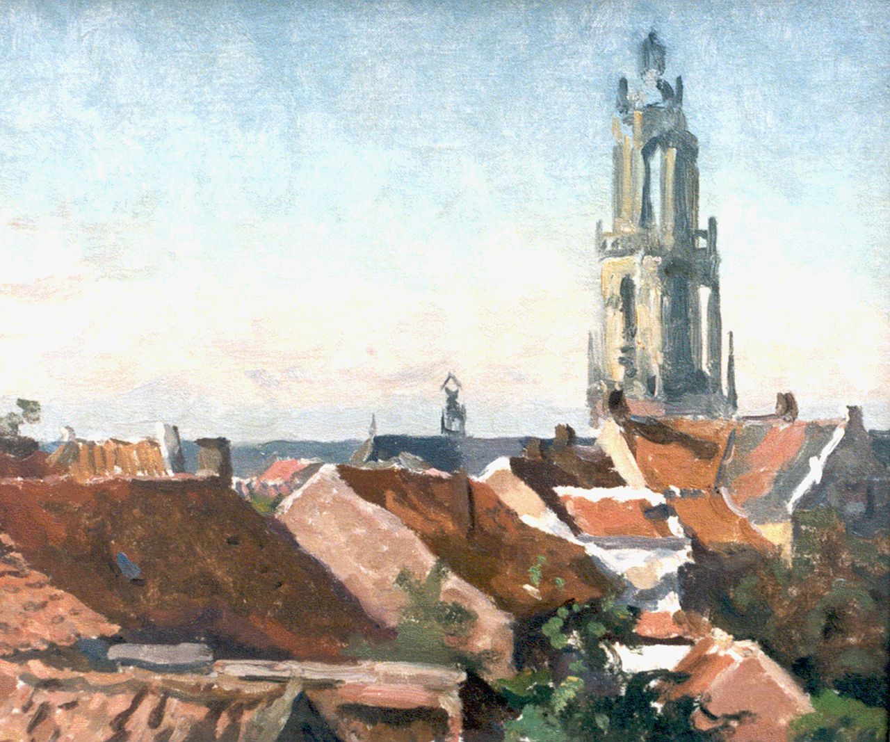 Tholen W.B.  | Willem Bastiaan Tholen, A view of the Cuneratoren, Rhenen, Öl auf Leinwand auf Holz 26,2 x 30,7 cm, signed l.l.
