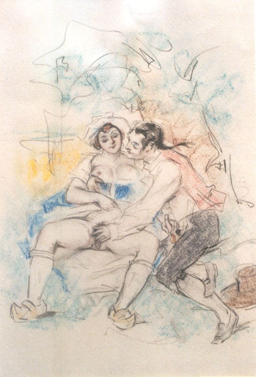 Poulton T.L.  | Thomas Leycester 'Tom' Poulton | Aquarelle und Zeichnungen zum Verkauf angeboten | Idylle, Farbbleistift auf Papier 21,5 x 18,0 cm