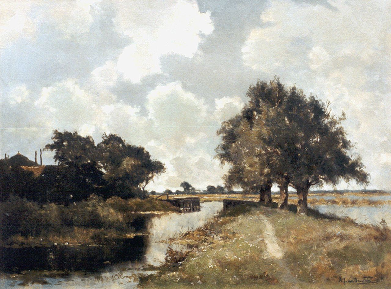 Driesten A.J. van | Arend Jan van Driesten, A river landscape, Öl auf Leinwand 51,2 x 67,5 cm, signed l.r.