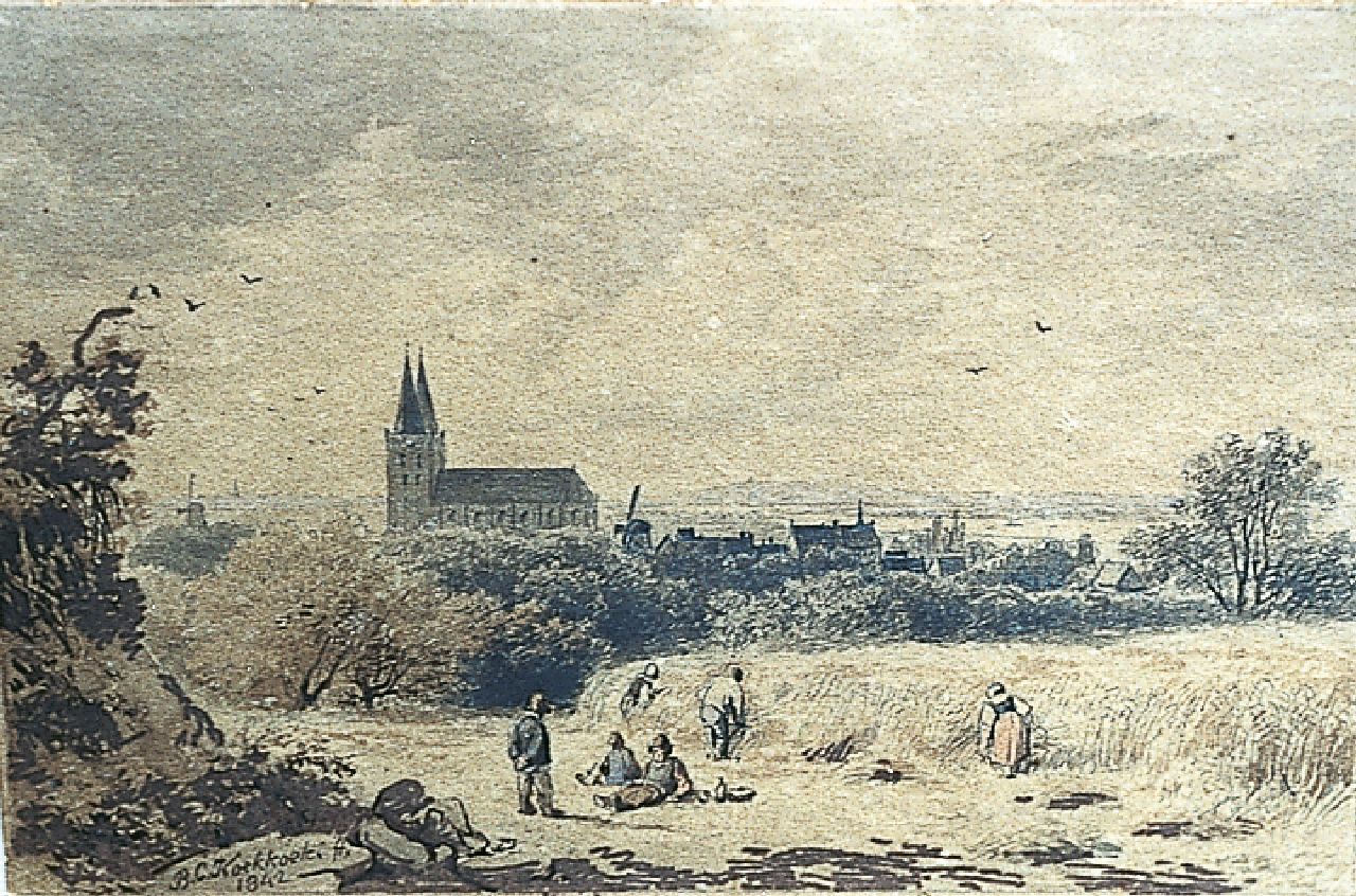 Koekkoek B.C.  | Barend Cornelis Koekkoek, View of Xanten, near Kleef, Tinte, Feder und Aquarell auf Papier 8,0 x 12,2 cm, Unterzeichnet l.u. und datiert 1842