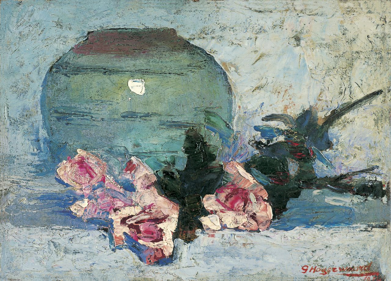 Hogerwaard G.  | Georges 'George' Hogerwaard, A still life with roses, Öl auf Leinwand 24,2 x 33,2 cm, signed l.r. und dated 1924