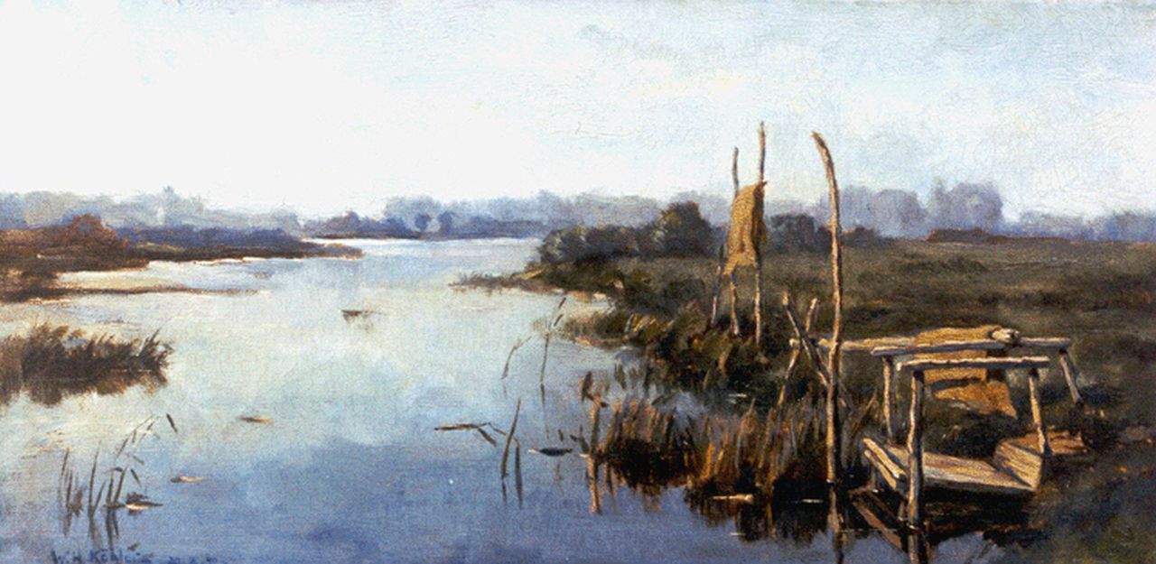 Willem Hendrik Köhler | Plank bridges, Öl auf Leinwand, 20,2 x 40,2 cm, signed l.l. and on the reverse