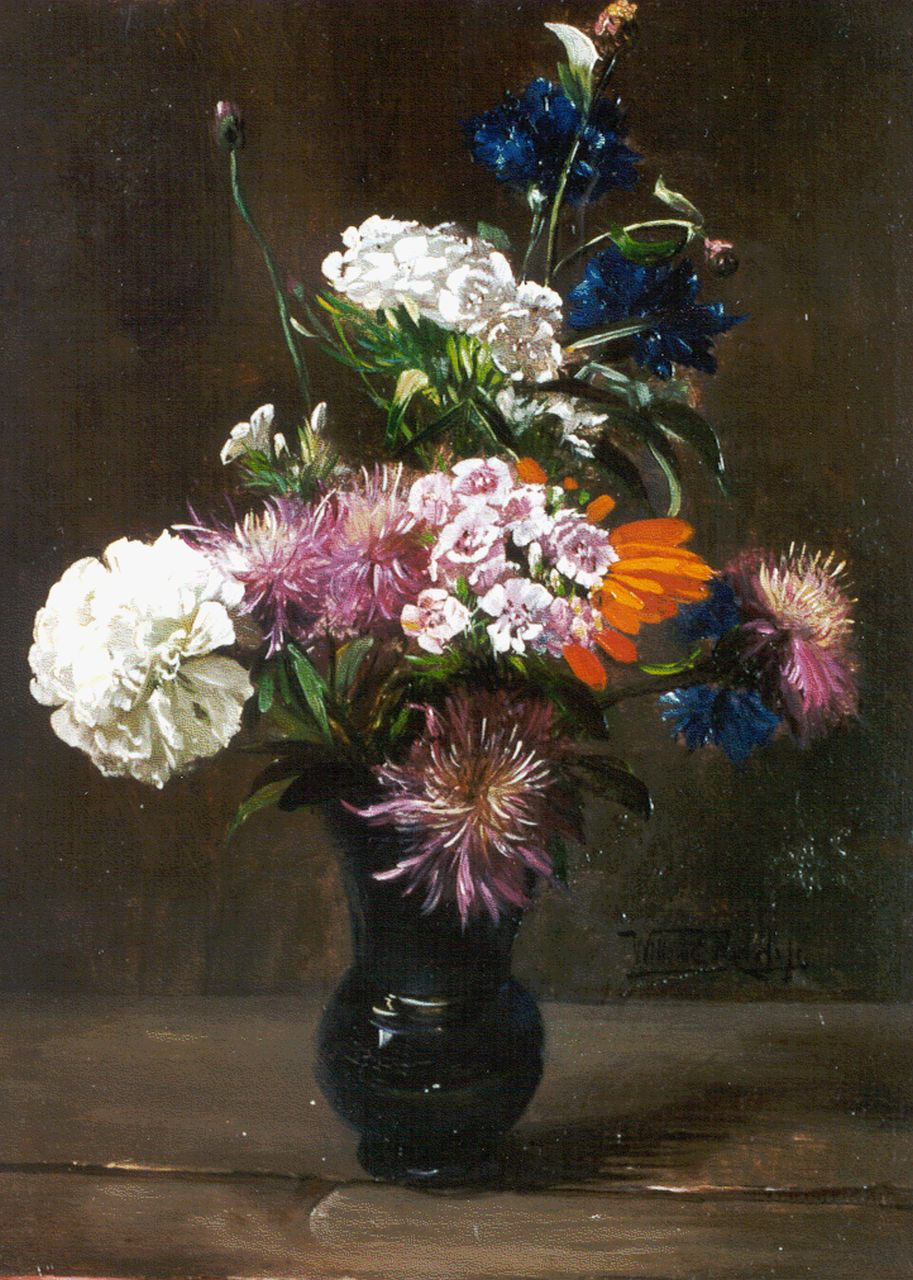 Roelofs jr. W.E.  | Willem Elisa Roelofs jr., A flower still life, Öl auf Holz 30,7 x 22,3 cm, signed l.r.