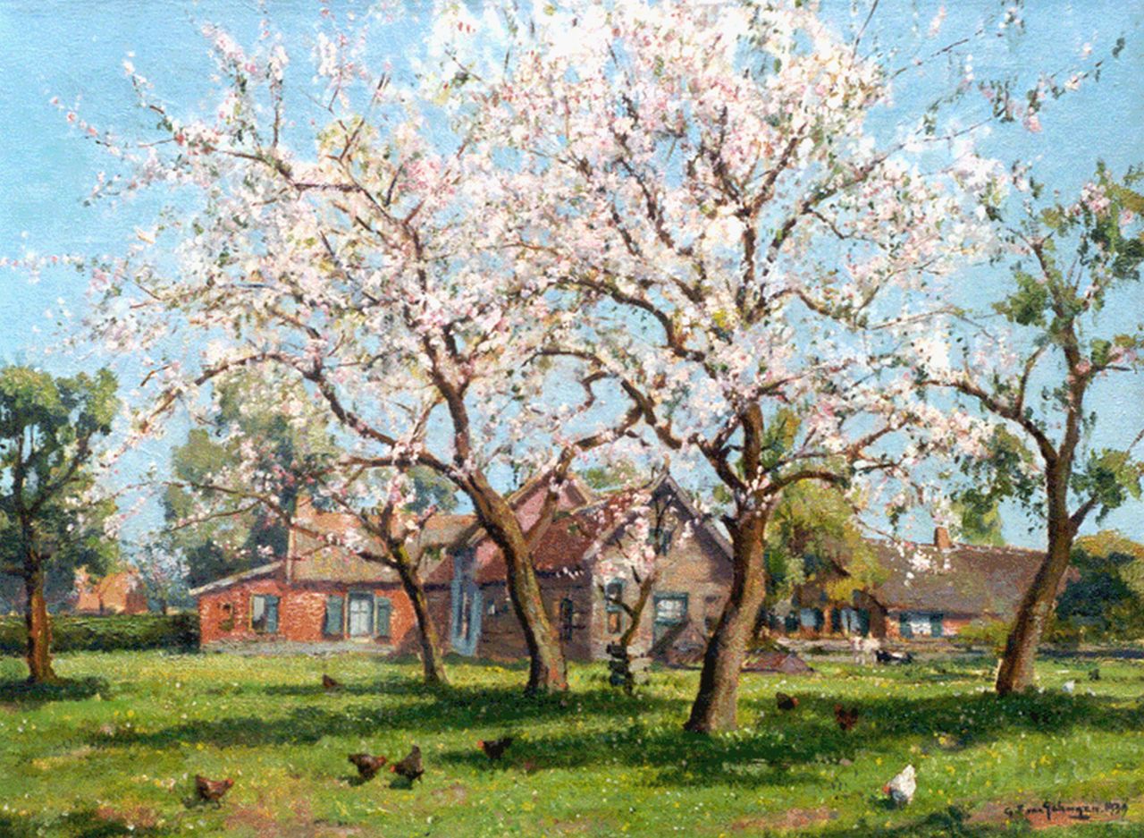 Schagen G.F. van | Gerbrand Frederik van Schagen, An orchard in full blossom, Öl auf Leinwand 59,5 x 79,0 cm, signed l.r. und dated 1939
