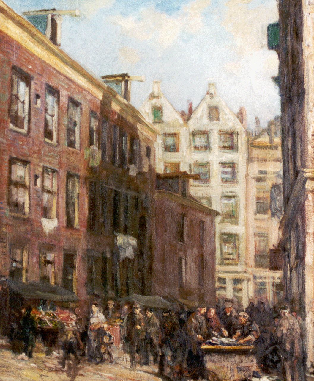 Staller G.J.  | Gerard Johan Staller, Market day, Amsterdam, Öl auf Leinwand 79,9 x 65,5 cm