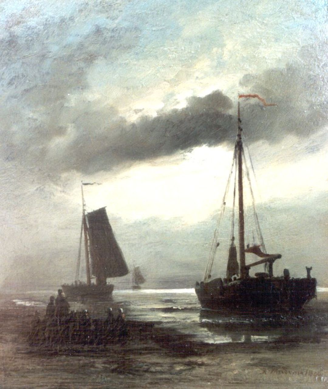 Miedema R.  | Rein Miedema, The departure of the fleet, Öl auf Holz 31,1 x 26,8 cm, signed l.r. und dated 1896