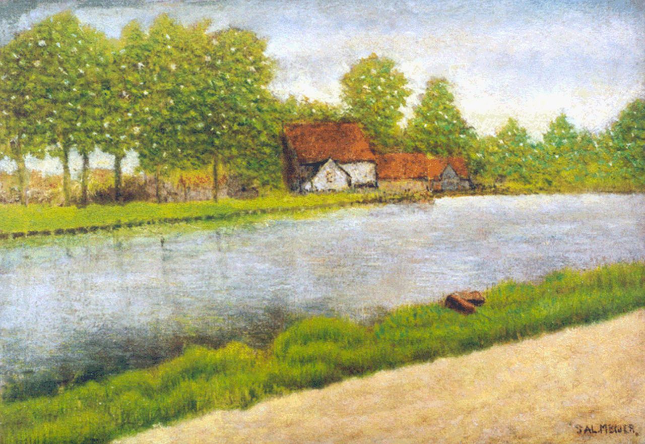 Meijer S.  | Salomon 'Sal' Meijer, A farm, Ouderkerk aan de Amstel, Öl auf Holz 18,9 x 27,0 cm, signed l.r. und dated 1940 on the reverse