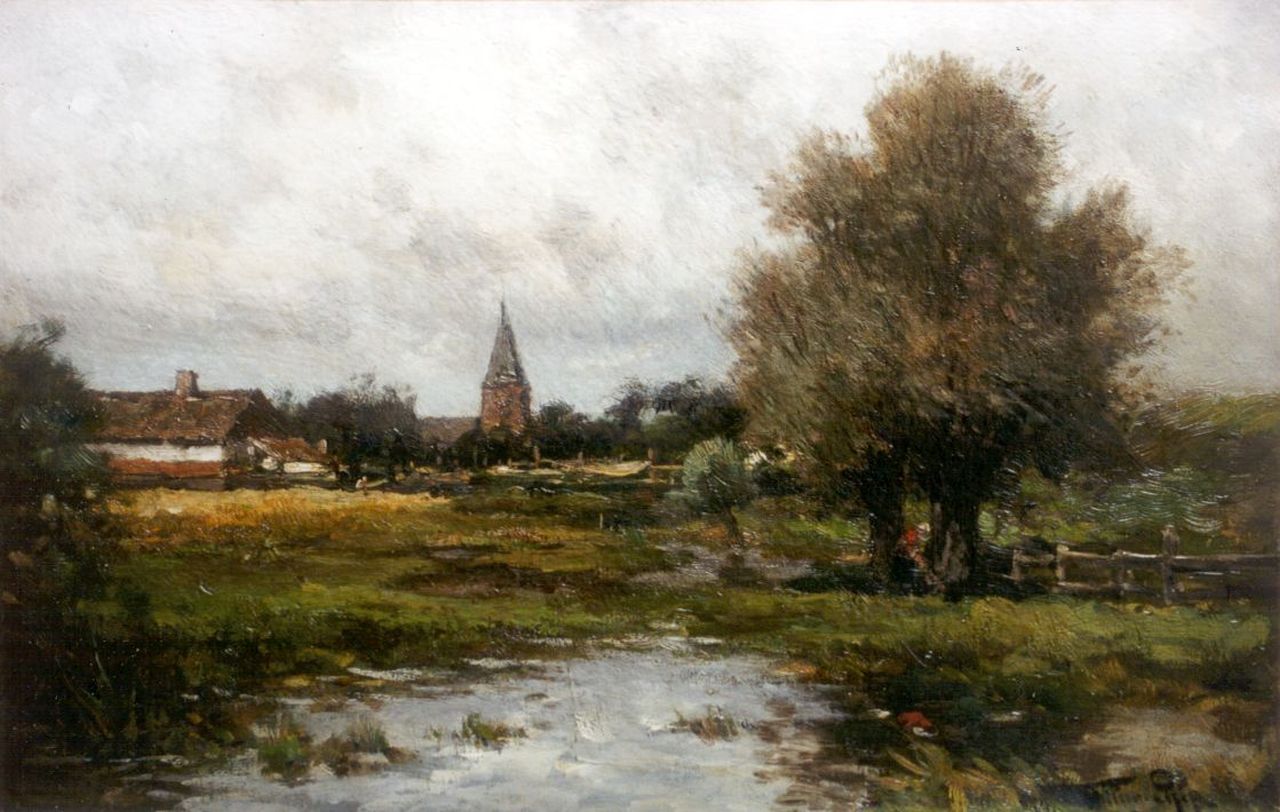 Rip W.C.  | 'Willem' Cornelis Rip, Na den regen; Gezicht op 't dorp Neerlangel, Öl auf Leinwand 32,6 x 50,3 cm, gesigneerd rechtsonder + verso